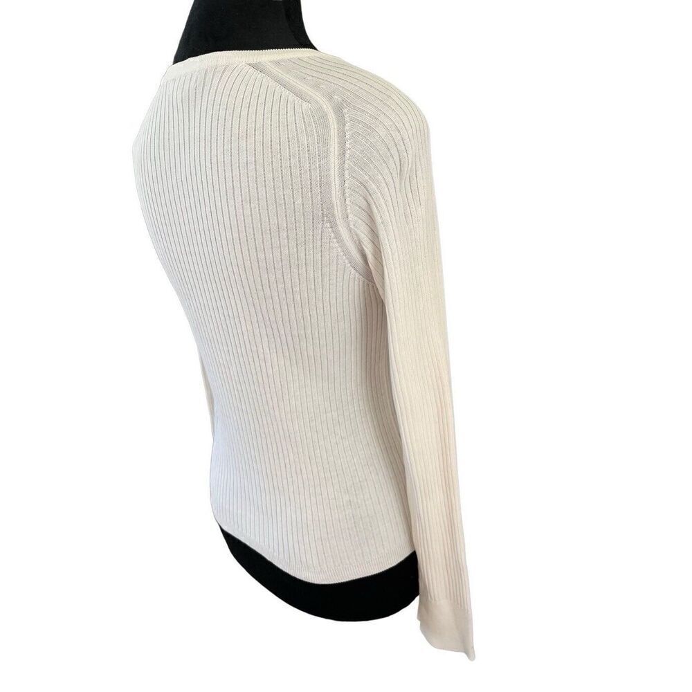Burberry London Cotton White CREWNECK Long sleeve Sweater Button Details Size S - Picture 8 of 13